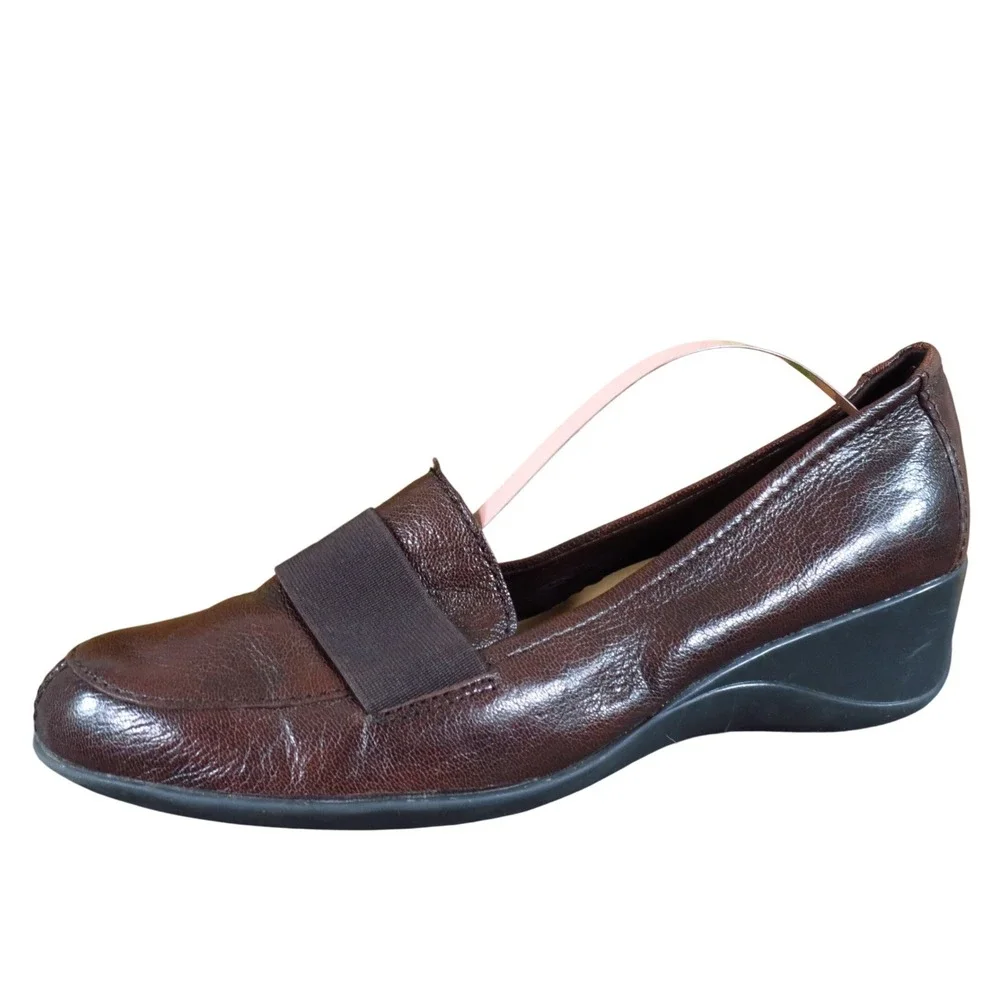 Naturalizer Ashley Women Wedge Loafer Size 8.5 Professional Work Brown‎ Leather